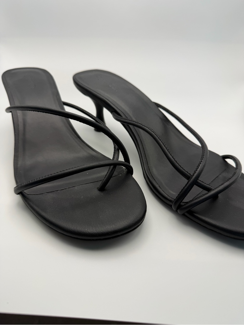 Minimalist Black Strappy Heeled Sandals